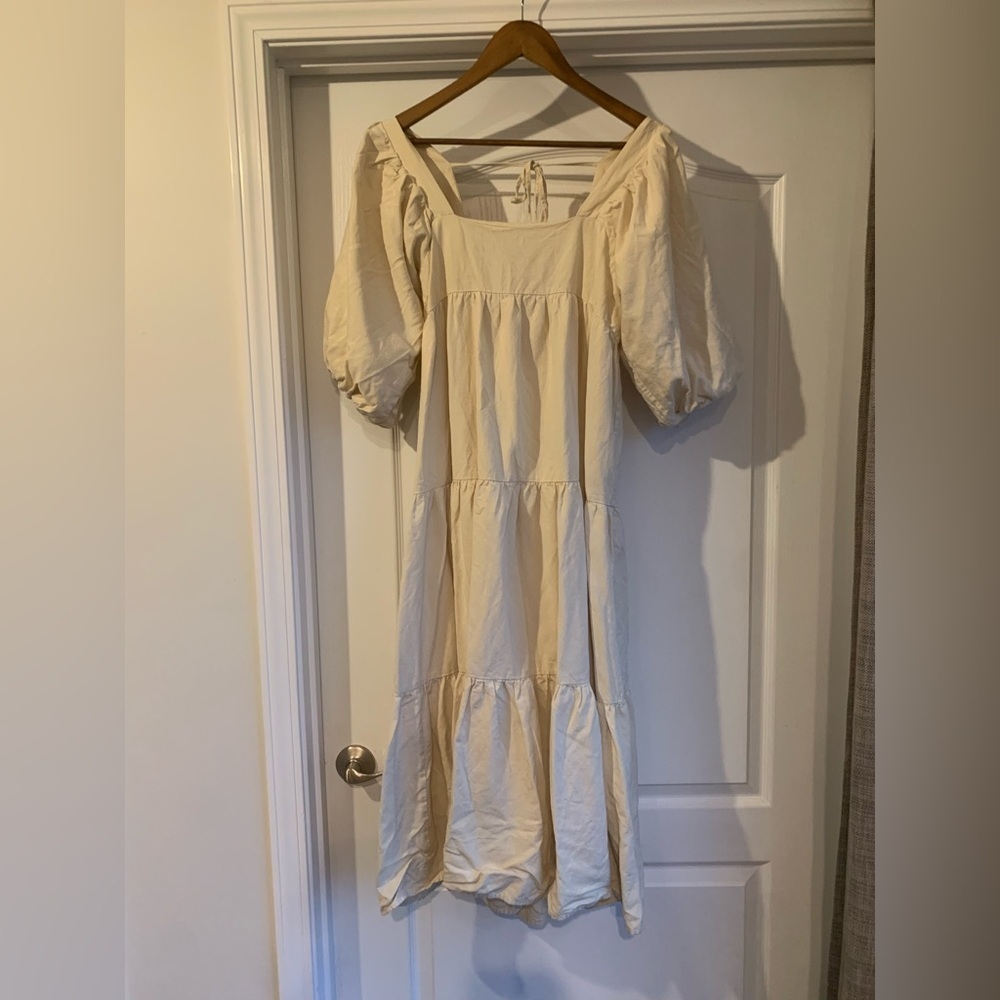 Sndys Cream Puff sleeve tiered Dress